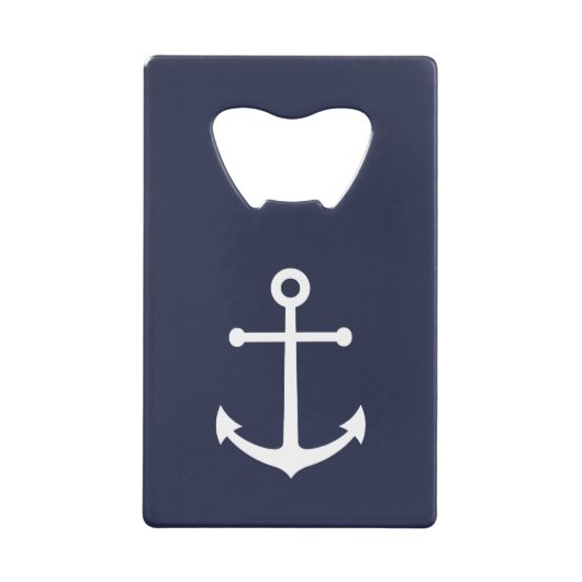 Nautical Navy Blue Anchor Kredietkaart Flessenopener (Voorkant)