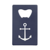 Nautical Navy Blue Anchor Kredietkaart Flessenopener (Achterkant)