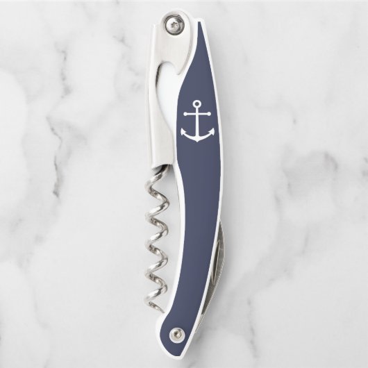 Nautical Navy Blue Anchor Kurkentrekker (Voorkant)