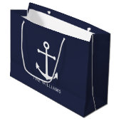 Nautical Navy Blue Anchor met aangepaste naam Groot Cadeauzakje (Voorkant Gekanteld)
