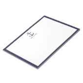 Nautical Navy Blue Anchor met aangepaste naam Notitieblok (Schuin)