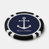 Nautical Navy Blue Anchor met aangepaste naam Poker Chips (Enkel)
