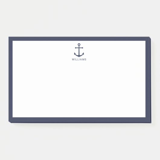 Nautical Navy Blue Anchor met aangepaste naam Post-it® Notes (Voorkant)
