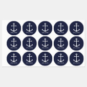 Nautical Navy Blue Anchor met aangepaste naamlabel Labels (Vel)