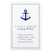 Nautical Navy Blue Anchor Monogram Opslaan datum Magneet (Verticaal)