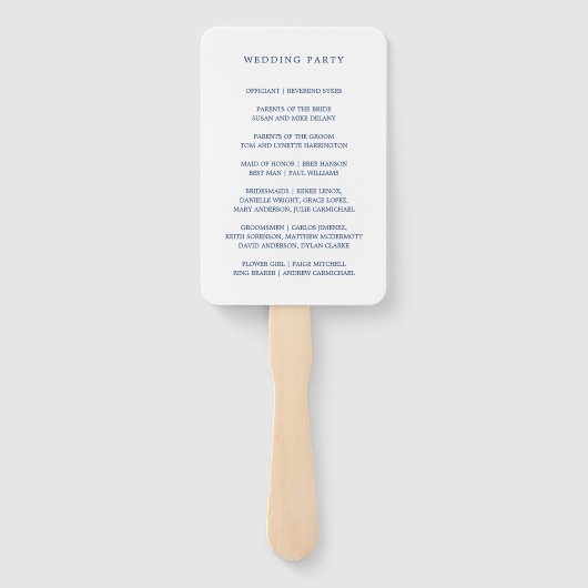 Nautical Navy Blue Anchor Monogram Weddenprogramma Handwaaier (Achterkant)