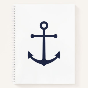 Nautical Navy Blue Anchor Notitieboek