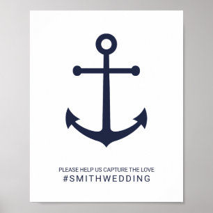 Nautical Navy Blue Anchor Oh Snap Wedding Sign Poster