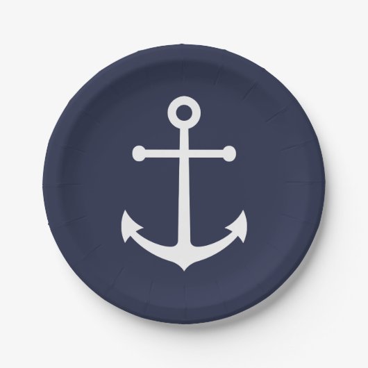 Nautical Navy Blue Anchor Papieren Bordje (Voorkant)