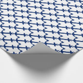 Nautical Navy Blue Anchor Pattern Cadeaupapier (Hoek)