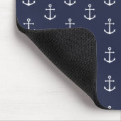 Nautical Navy Blue Anchor Pattern Muismat (Hoek)
