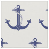 Nautical Navy Blue Anchor Pattern Stof (Close Up)
