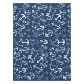 Nautical Navy Blue Anchor Pattern Tafelkleed (Voorkant)
