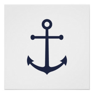 Nautical Navy Blue Anchor Perfect Poster