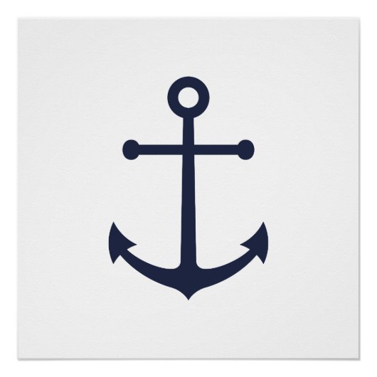 Nautical Navy Blue Anchor Perfect Poster (Voorkant)