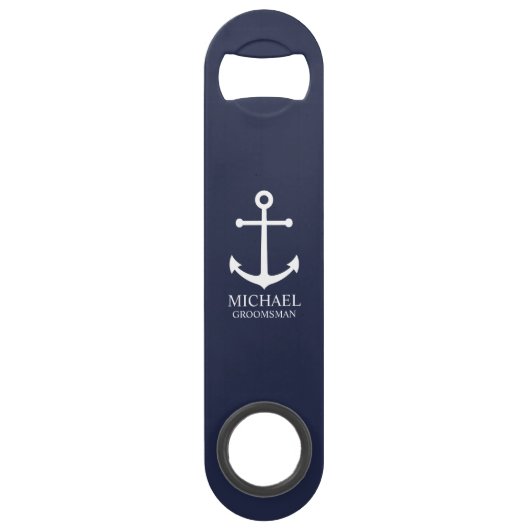 Nautical Navy Blue Anchor Personalized Groomsmen (Devant)