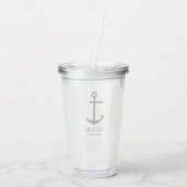 Nautical Navy Blue Anchor Personalized Groomsmen Acryl Drinkbeker (Achterkant)
