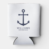 Nautical Navy Blue Anchor Personalized Groomsmen Blikjeskoeler (Voorkant)