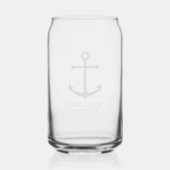 Nautical Navy Blue Anchor Personalized Groomsmen Blikvorm Glas (Achterkant)