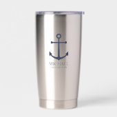 Nautical Navy Blue Anchor Personalized Groomsmen Geïsoleerde Drinkbeker (Links)