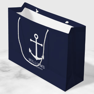 Nautical Navy Blue Anchor Personalized Groomsmen Groot Cadeauzakje