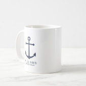 Nautical Navy Blue Anchor Personalized Groomsmen Koffiemok (Voorkant links)