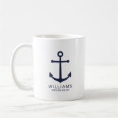 Nautical Navy Blue Anchor Personalized Groomsmen Koffiemok (Links)