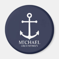 Nautical Navy Blue Anchor Personalized Groomsmen