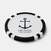 Nautical Navy Blue Anchor Personalized Groomsmen Poker Chips (Enkel)