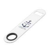 Nautical Navy Blue Anchor Personalized Groomsmen Speed Flessenopener (Voorkant Gekanteld)