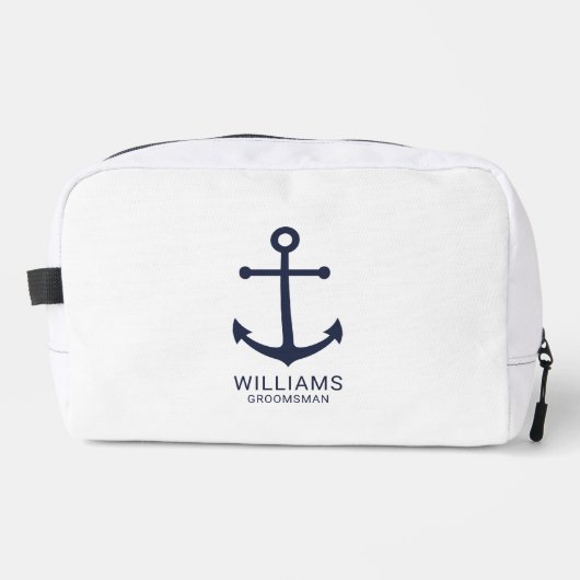 Nautical Navy Blue Anchor Personalized Groomsmen Toilettasje (Voorkant)