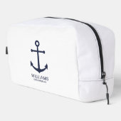 Nautical Navy Blue Anchor Personalized Groomsmen Toilettasje (Rechterhoek)