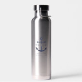 Nautical Navy Blue Anchor Personalized Groomsmen Waterfles (Links)