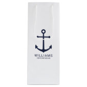 Nautical Navy Blue Anchor Personalized Groomsmen Wijn Cadeautas (Voorkant)