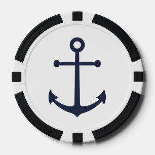 Nautical Navy Blue Anchor Poker Chips
