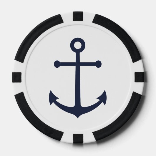 Nautical Navy Blue Anchor Poker Chips (Voorkant)