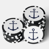 Nautical Navy Blue Anchor Poker Chips (Opstapeling)