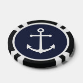 Nautical Navy Blue Anchor Poker Chips (Enkel)