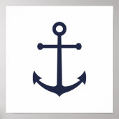 Nautical Navy Blue Anchor Poster (Voorkant)