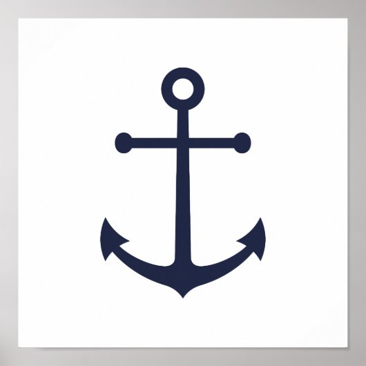Nautical Navy Blue Anchor Poster (Voorkant)