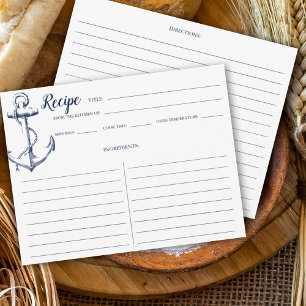 Nautical Navy Blue Anchor Recipe Kaart