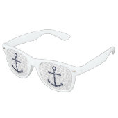 Nautical Navy Blue Anchor Retro Zonnebril (Gekanteld)