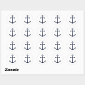 Nautical Navy Blue Anchor Ronde Sticker (Vel)