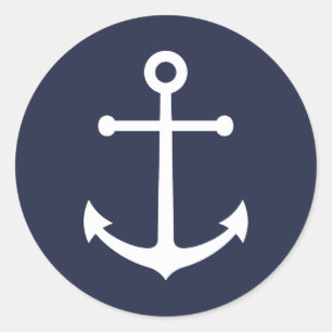 Nautical Navy Blue Anchor Ronde Sticker