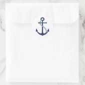 Nautical Navy Blue Anchor Ronde Sticker (Tas)