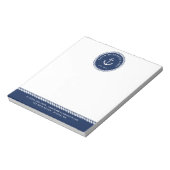 Nautical Navy Blue Anchor & Rope Notitieblok (Gedraaid)