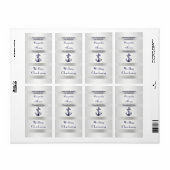 Nautical Navy Blue Anchor Silver Why V Wine Bottle Etiket (Full Sheet)