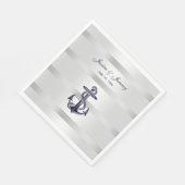 Nautical Navy Blue Anchor Silver Wt BG Weddenschap Servet (Hoek)