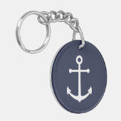 Nautical Navy Blue Anchor Sleutelhanger (Voorkant Links)