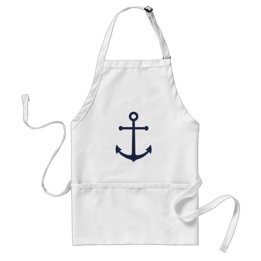 Nautical Navy Blue Anchor Standaard Schort (Voorkant)